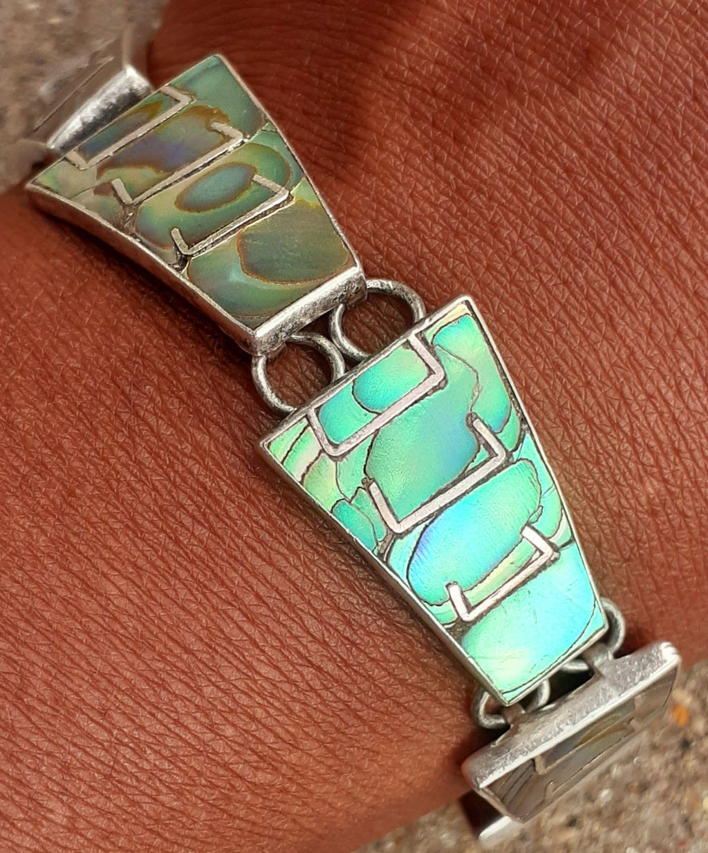 Vintage Mother of Pearl and Sterling Silver Bracelet – 7"