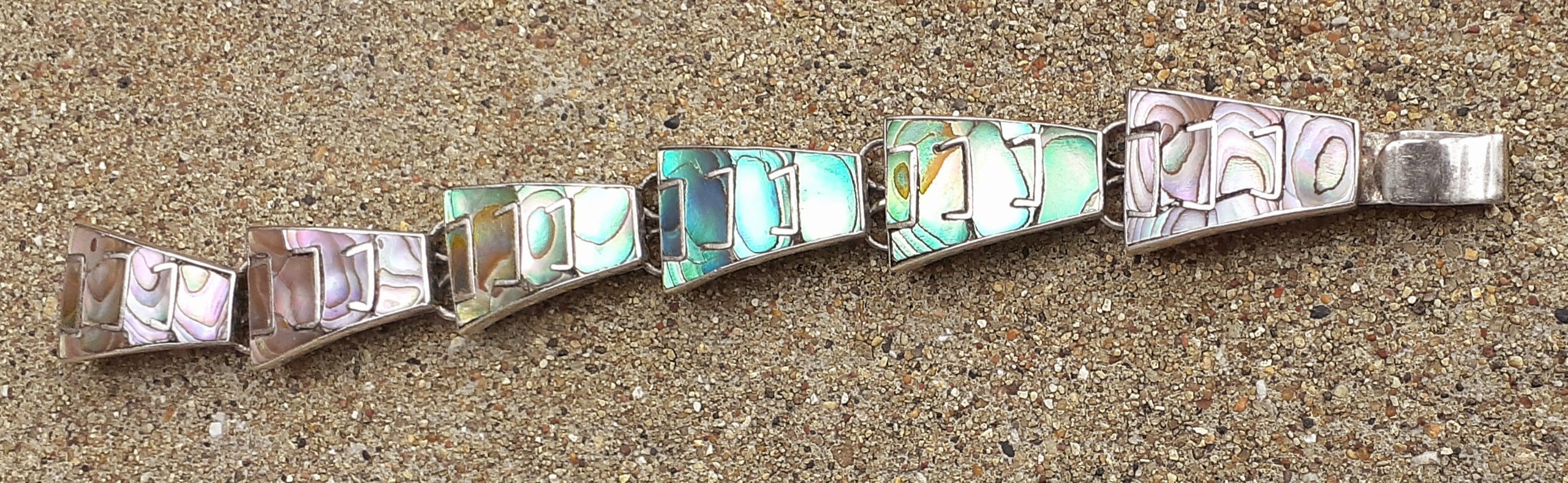 Vintage Mother of Pearl and Sterling Silver Bracelet – 7"