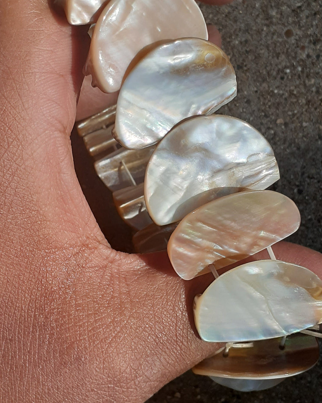 Vintage Natural Abalone Shell Stretch Bracelet