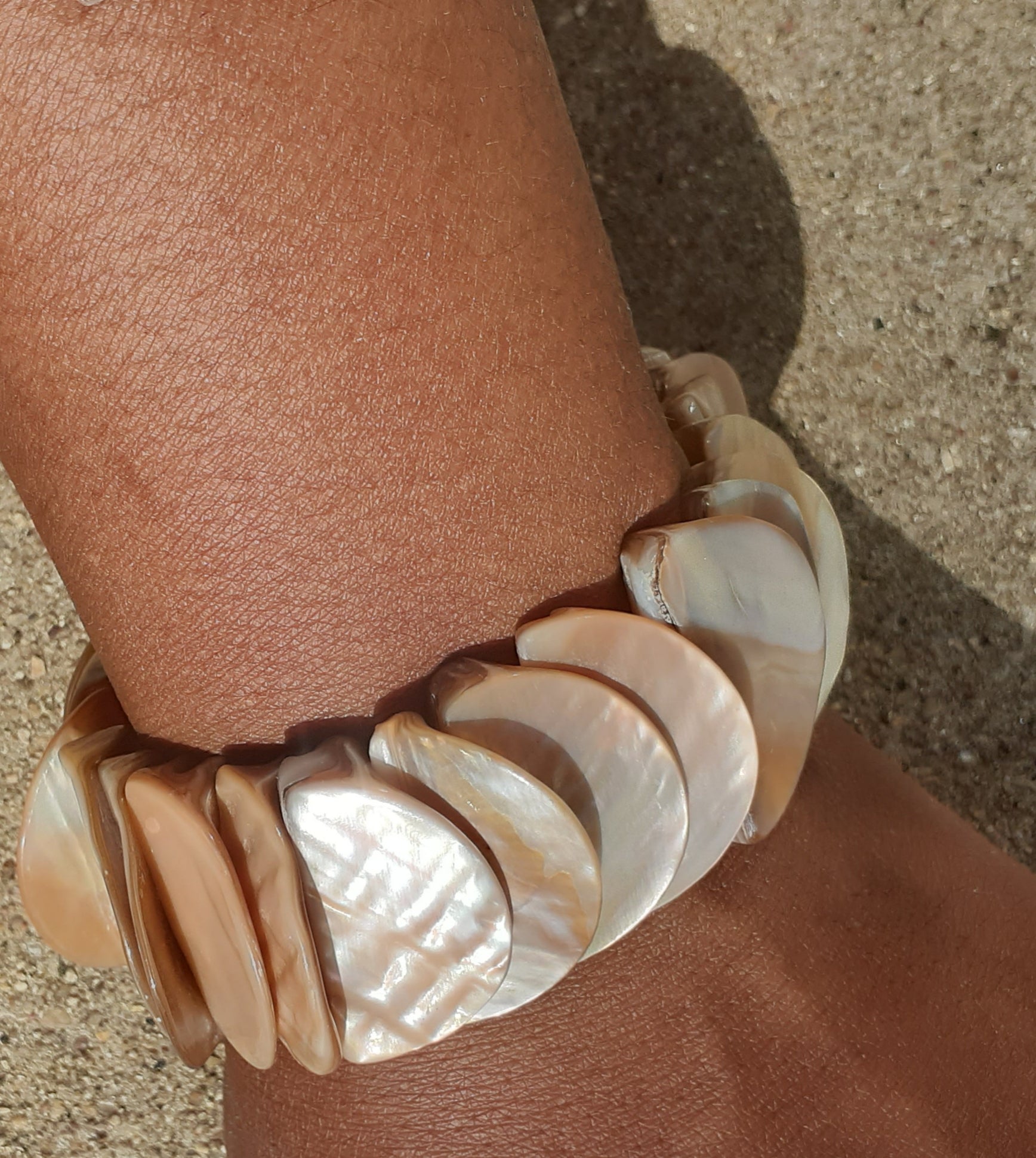 Vintage Natural Abalone Shell Stretch Bracelet
