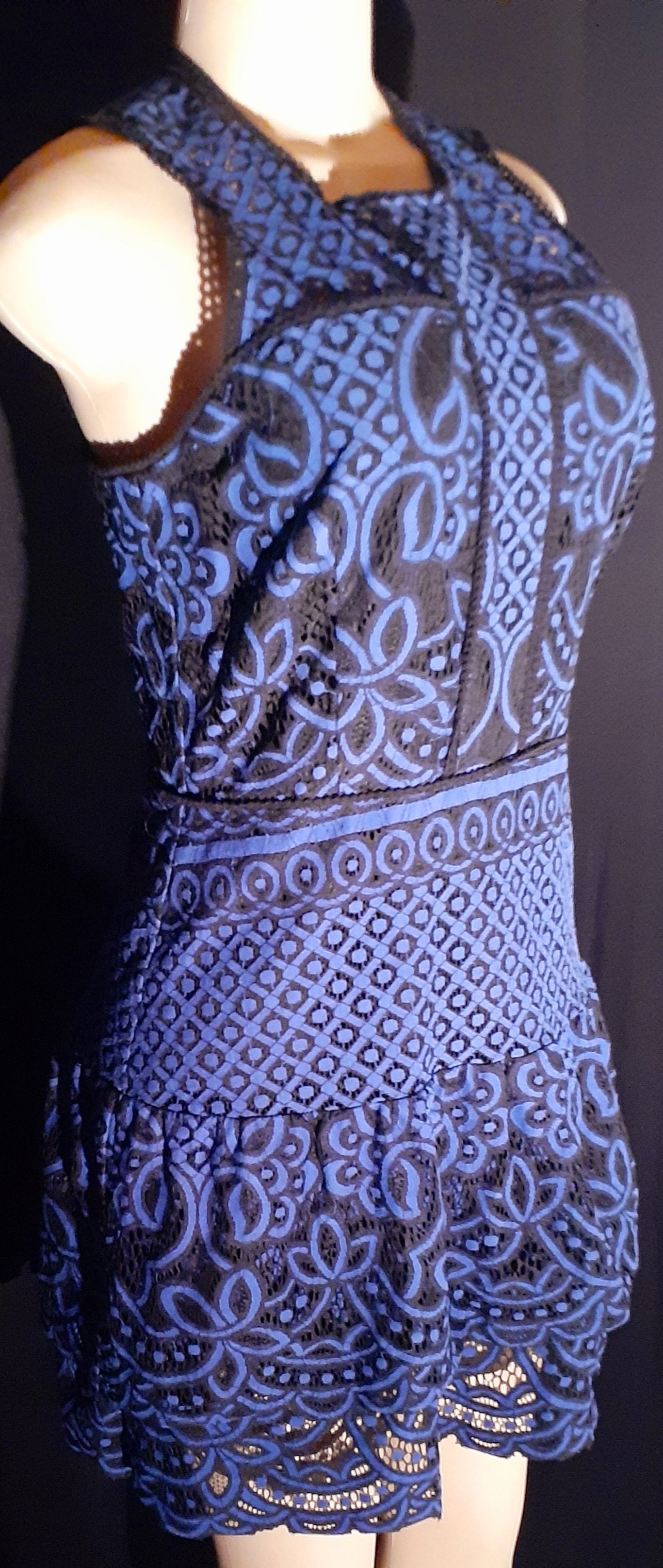 Vintage Style Eyelit Lace Mini Dress – Size M
