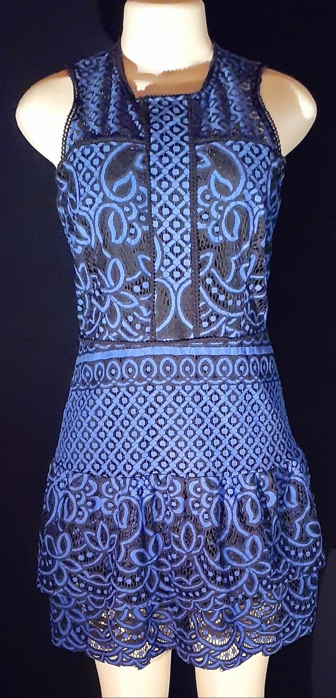 Vintage Style Eyelit Lace Mini Dress – Size M
