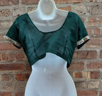 Vintage handmade Chiffon Indian Choli – Dark Green – Size S