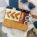 African Print Zipper Pouch | Make-up Bag | Pencil Case | Vegan Leather Detail-7