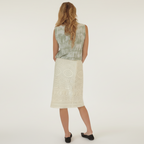Lined Lace Pencil Midi Skirt - White