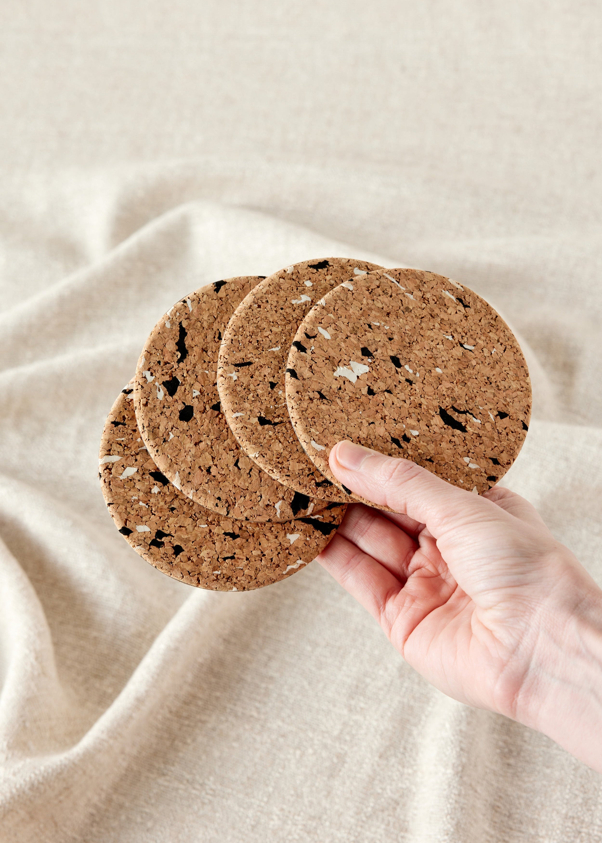 Wiid Black & White Speckled Cork Coasters - Set of 4
