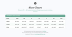 Size chart for women's clothing measurements in inches