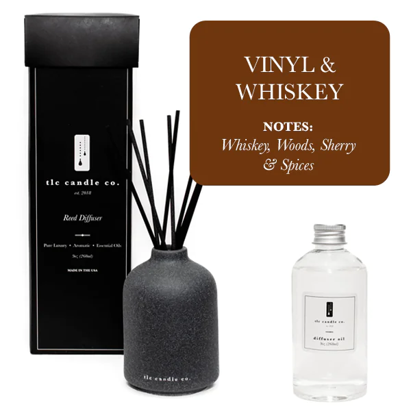 Reed Diffuser with Vinyl & Whiskey Scent