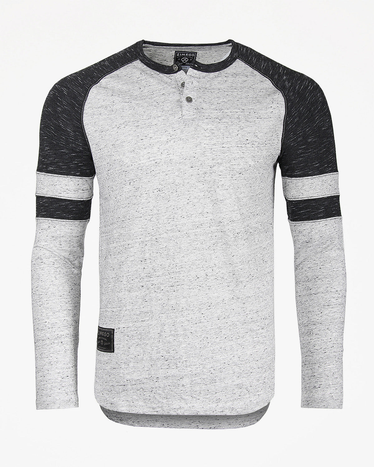 ZIMEGO Men’s Long Sleeve Athletic Contrast Stripes Arm Raglan Henley - ZGLS146-0