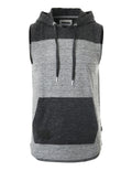 ZIMEGO Men's Color Block Sleeveless Pullover Kangaroo Pocket Workout Hooded Tank - 051-2