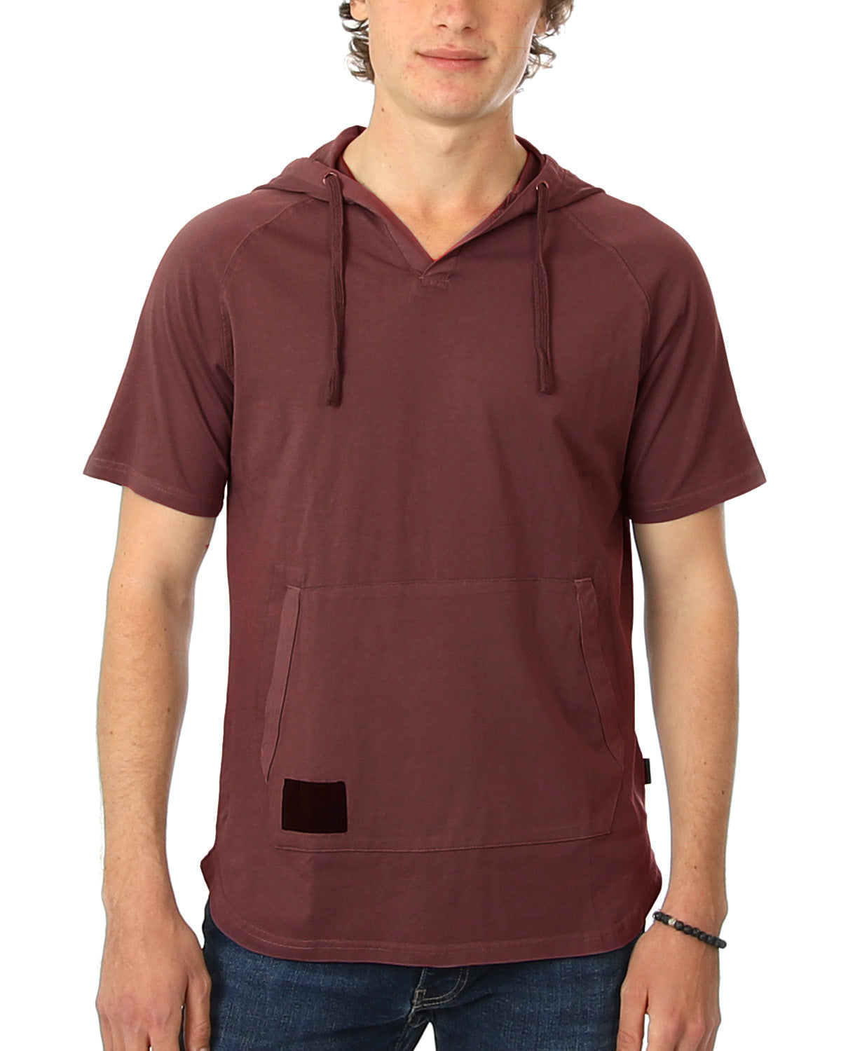 ZIMEGO Men's Pigment Dyed Short Sleeve Vintage Fashion Hoodie-2