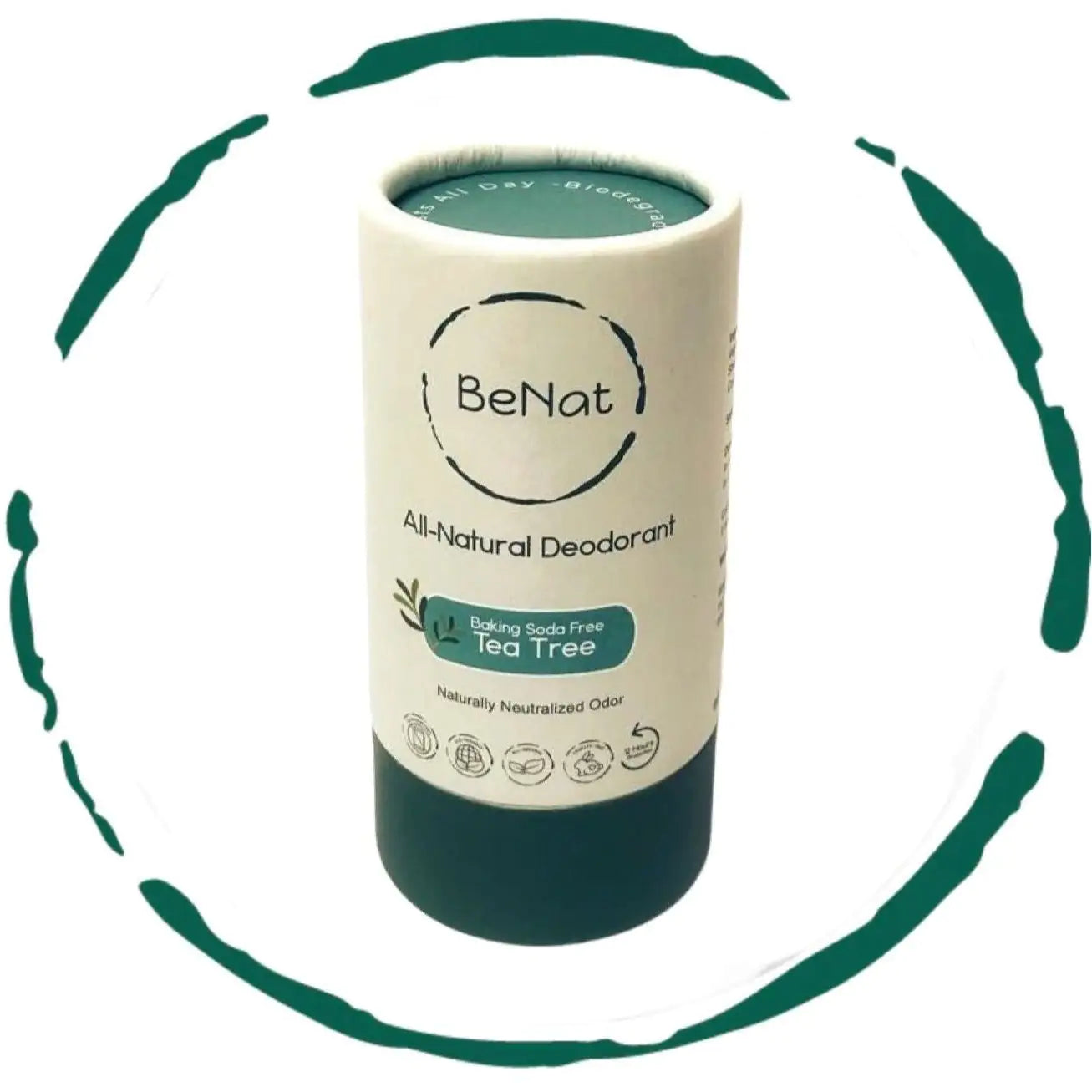 BeNat All-Natural Plastic-Free Deodorant – 3 Oz