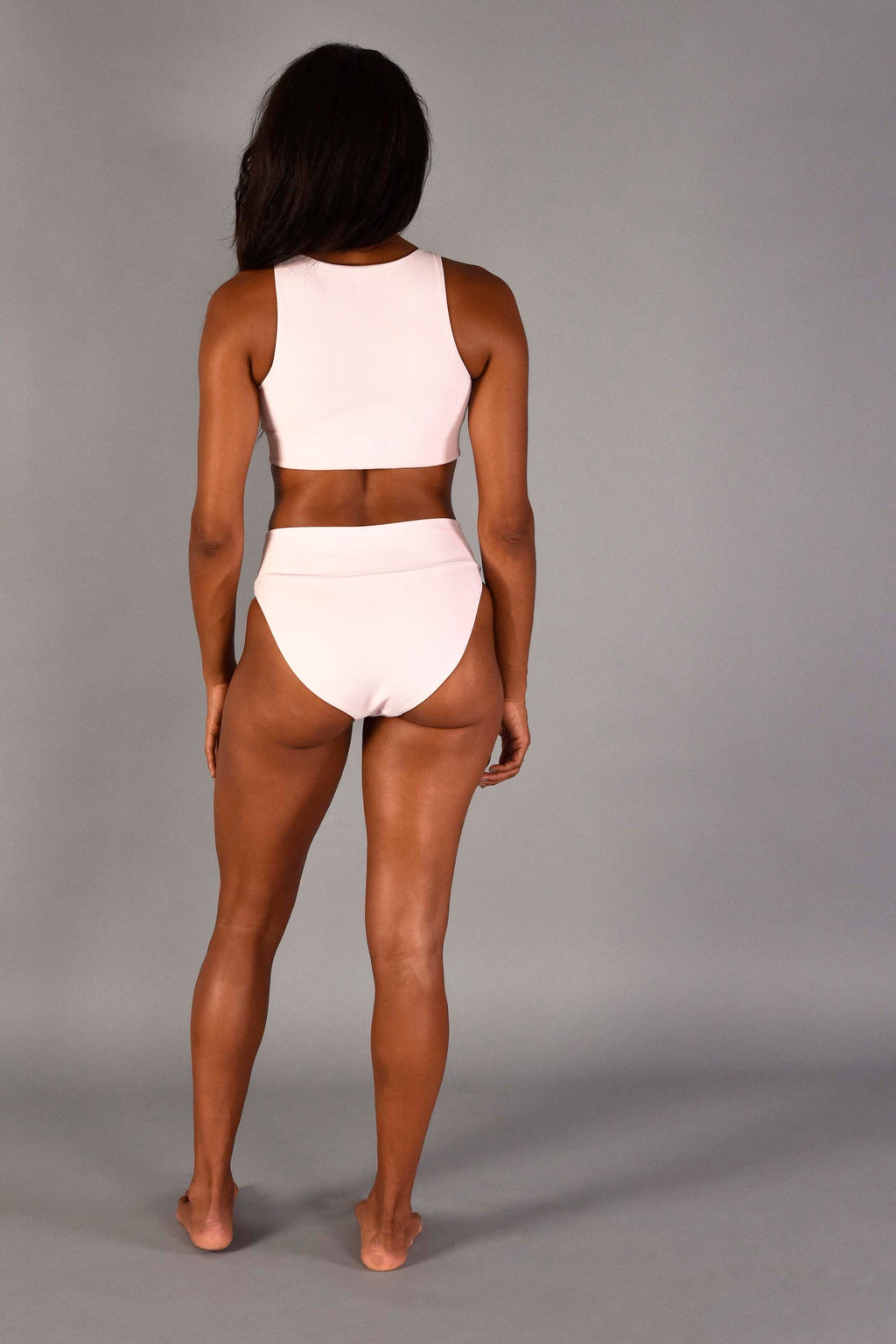 Highline High Rise Bikini Bottom in Sugar Pink Rib
