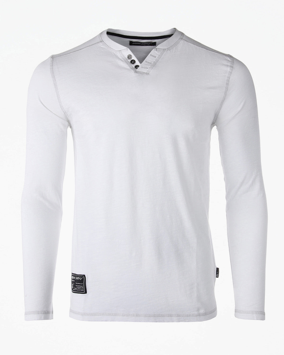 Vintage garment-dyed V-neck henley shirt