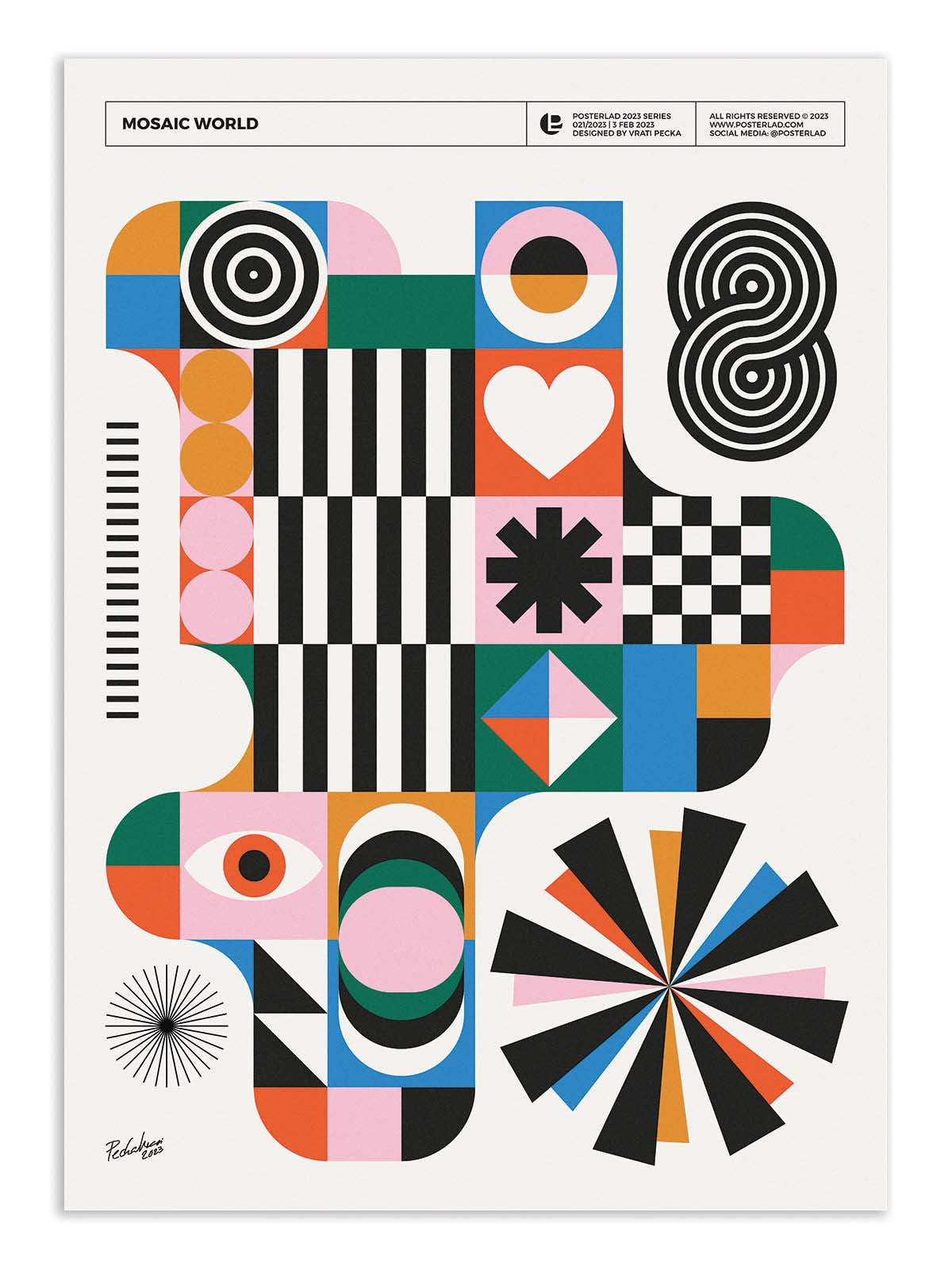 Mosaic World Vintage Style Art Poster Print – Made to Order