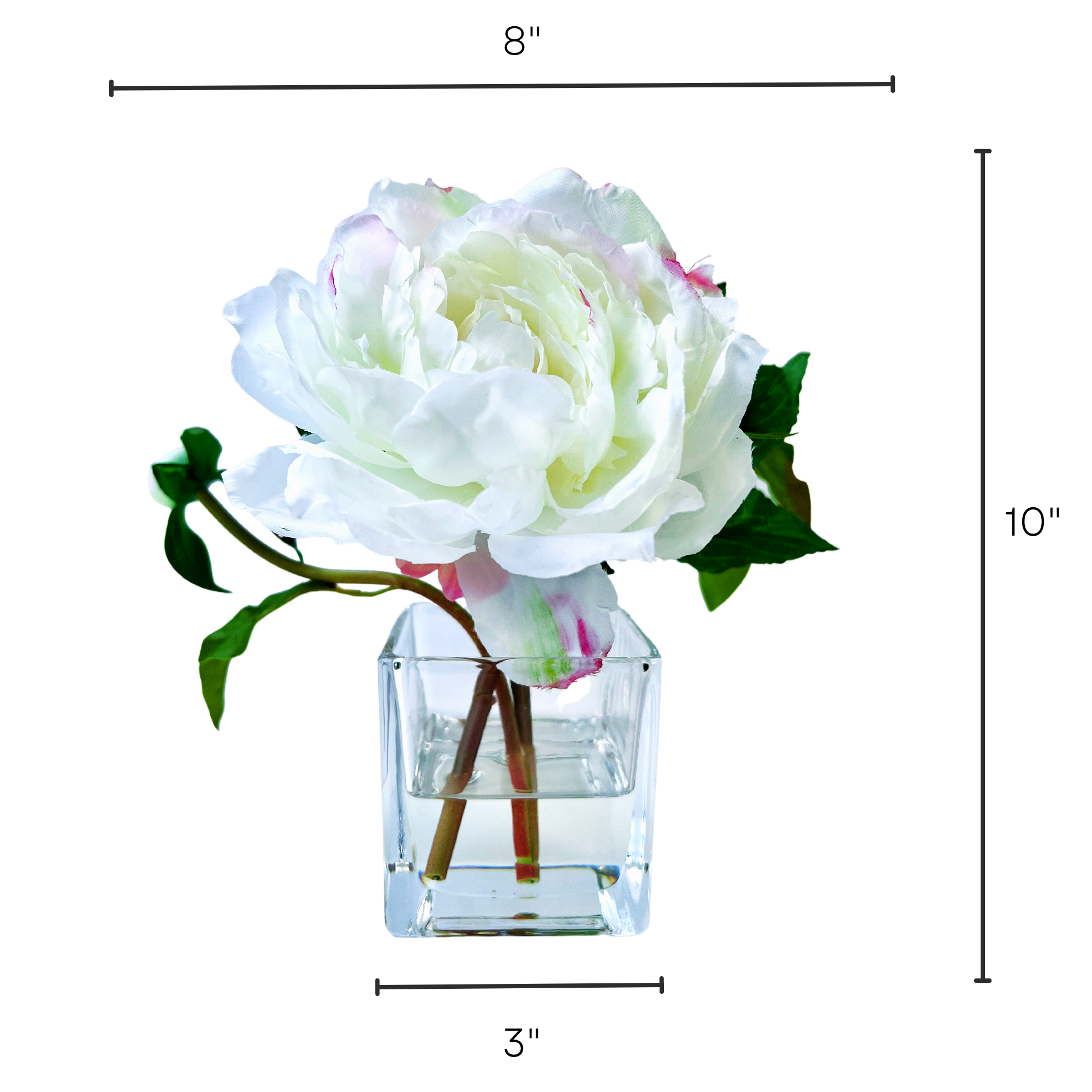 Real Touch Peony Arrangement in Glass Vase - 8"-1