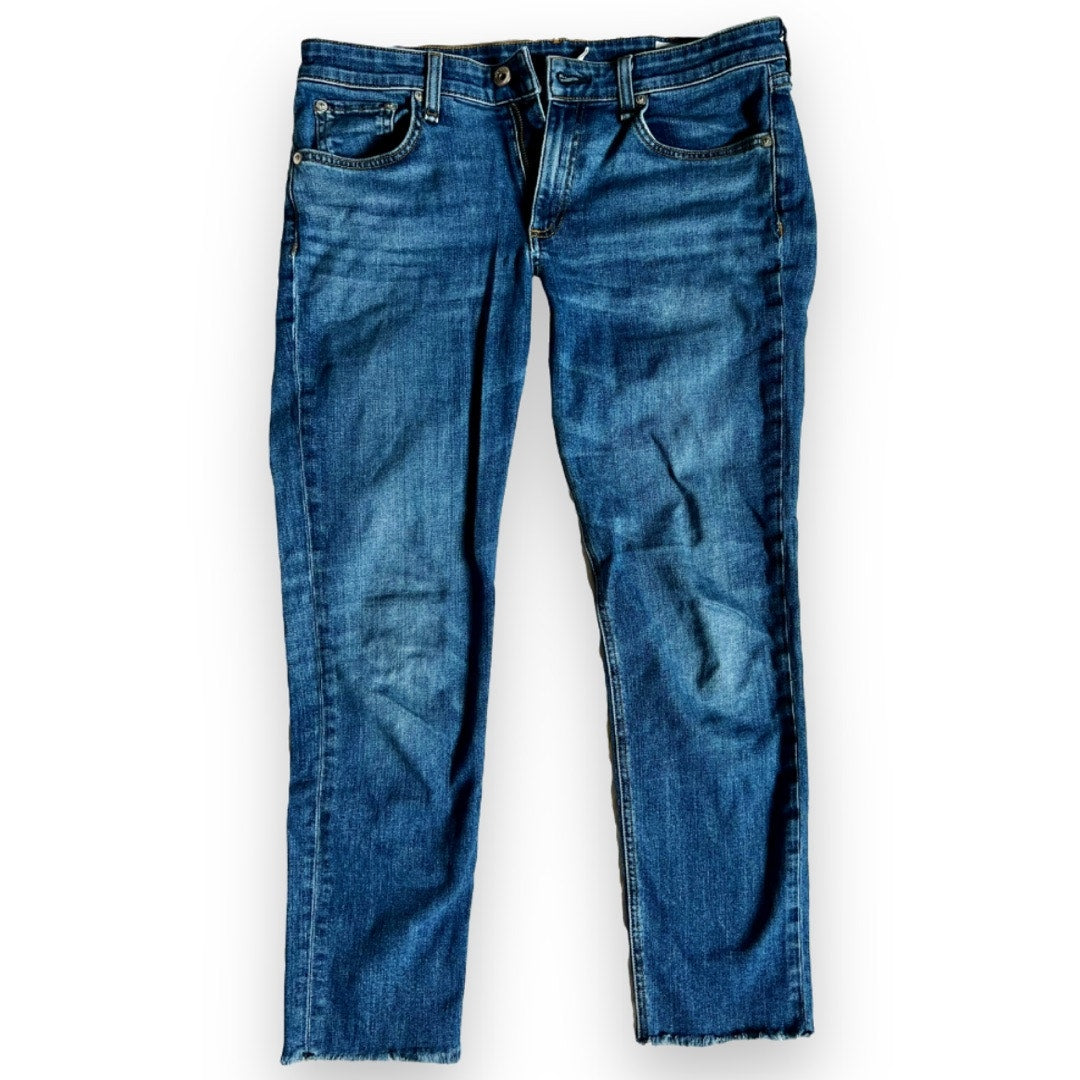 Rag & Bone Low Rise Slim Boyfriend Cropped Denim Blue Jeans