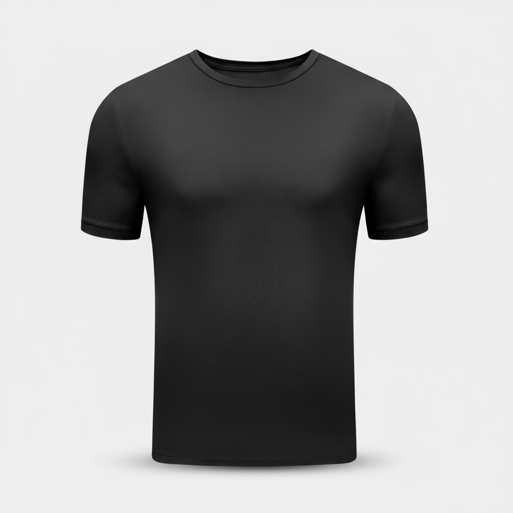 Black t-shirt on a white background