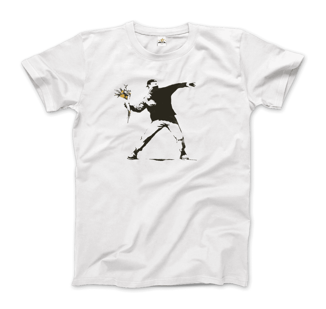 Banksy Flower Thrower Artwork T-Shirt-5