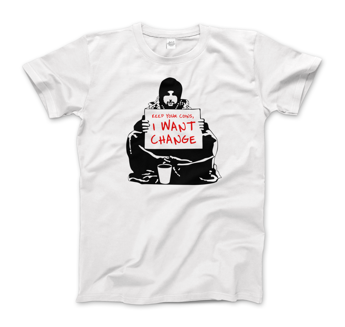 Banksy - I Want Change Artwork T-Shirt-4