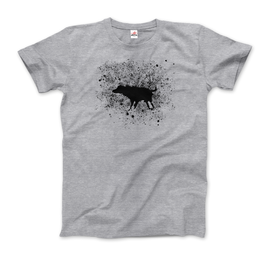 Banksy Wet Dog Splatter 2007 Street Art T-Shirt – Men (Unisex), Women (Fitted) & Youth Sizes
