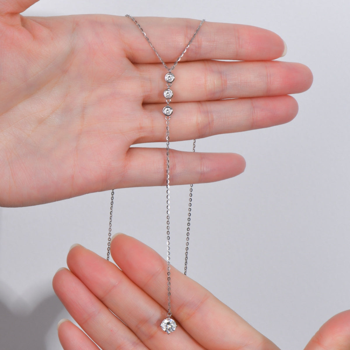 1.3 Carat Moissanite Solitaire Necklace - D Color Grade Platinum Plated Sterling Silver