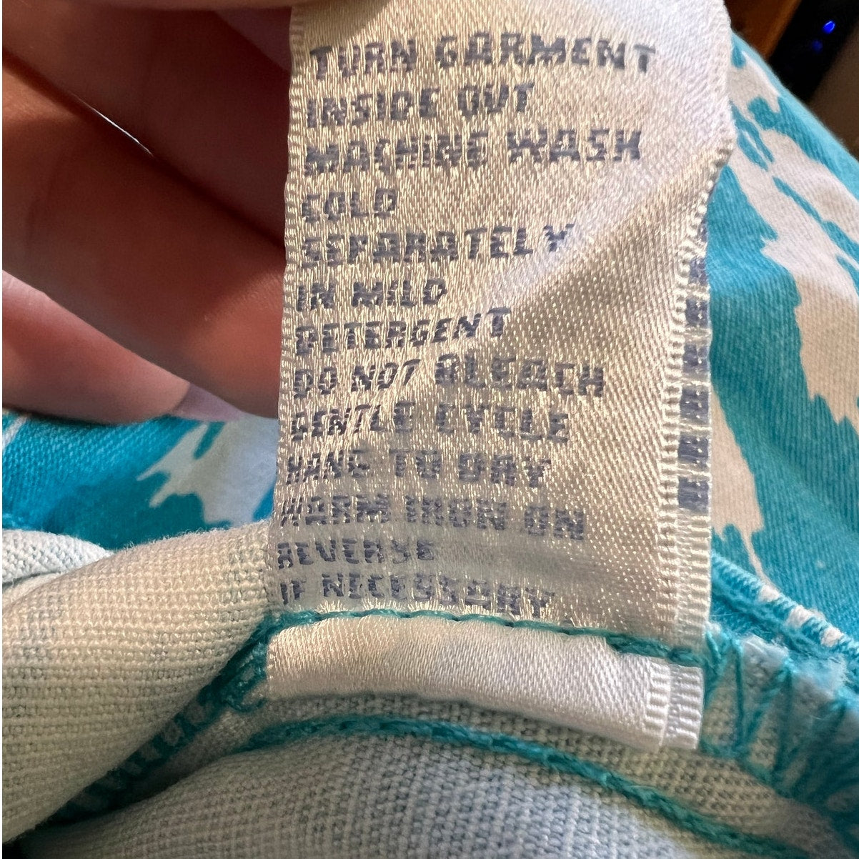 DG2 by Diane Gilman Patterned Denim Jacket – Turquoise/White – Size L
