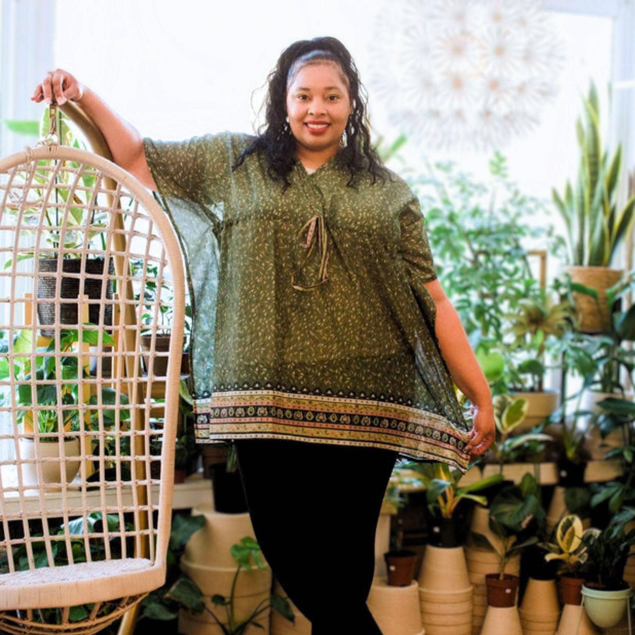 Indie Ella Aanya Adjustable Short Kaftan – Made from Upcycled Saris