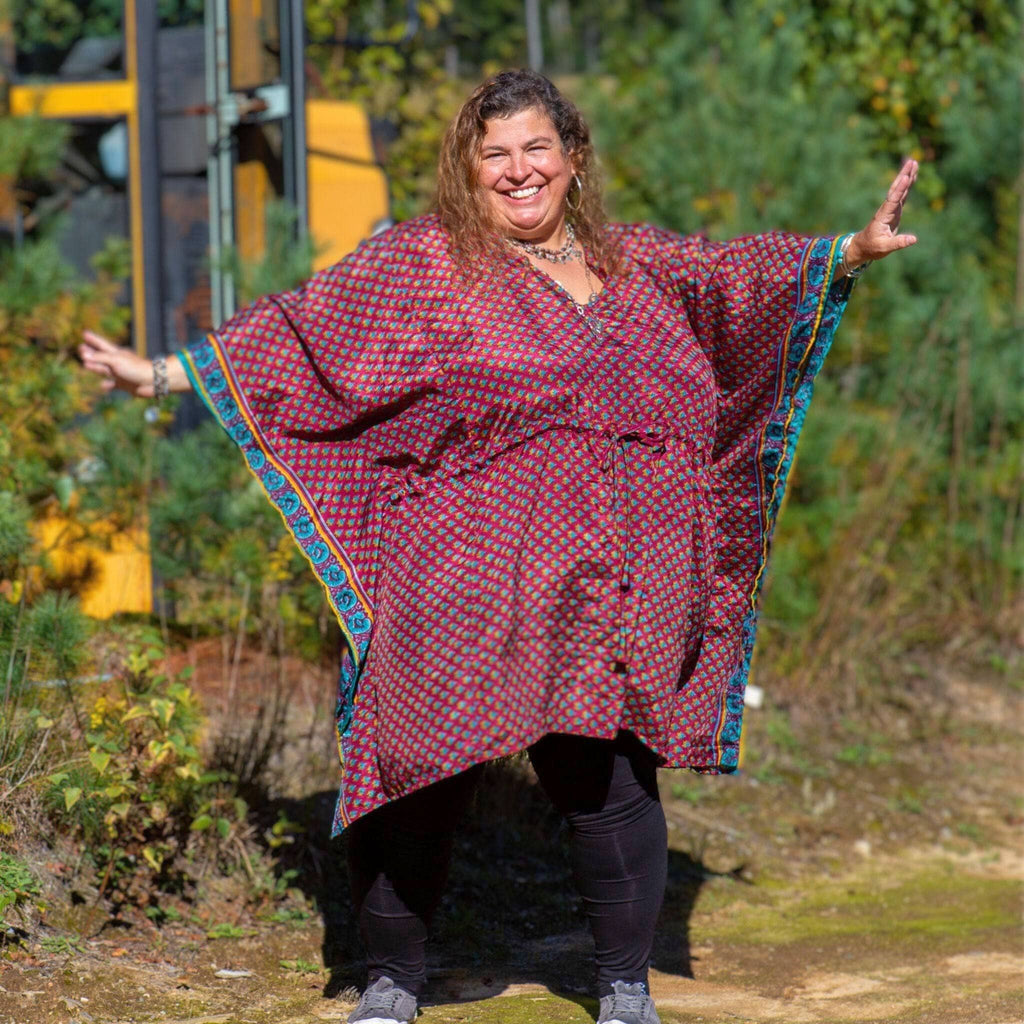 Indie Ella Aanya Adjustable Short Kaftan – Made from Upcycled Saris