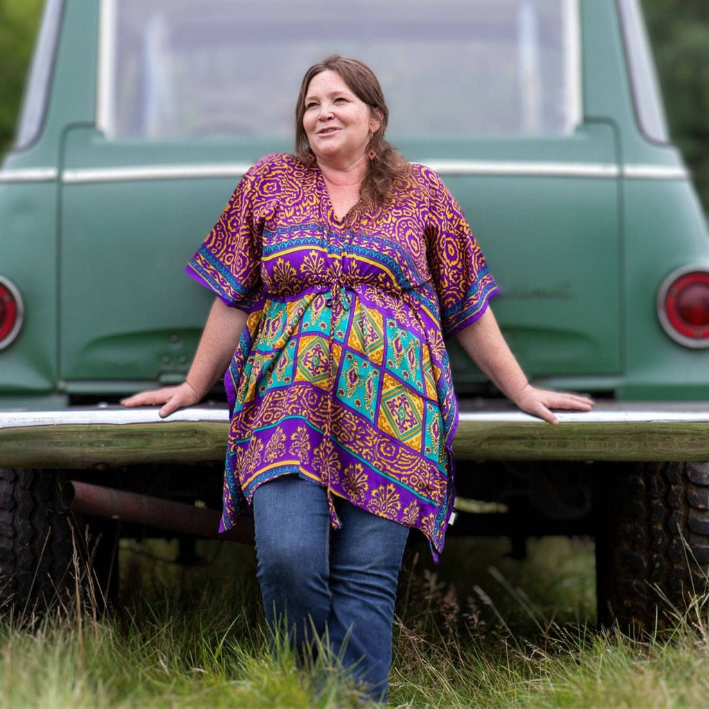 Indie Ella Aanya Adjustable Short Kaftan – Made from Upcycled Saris