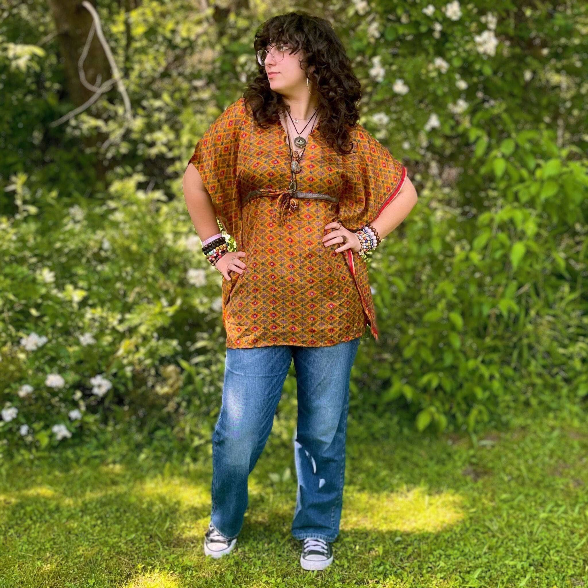 Indie Ella Aanya Adjustable Short Kaftan – Made from Upcycled Saris