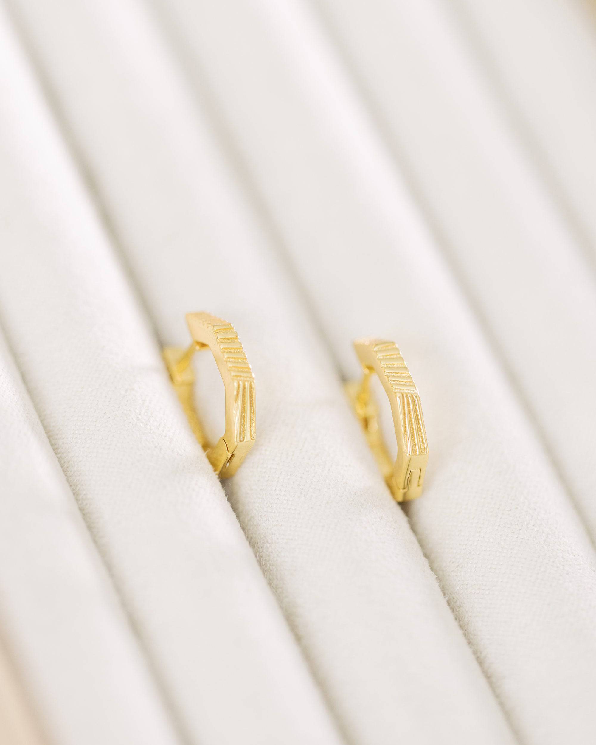 Geometric Huggies 14k Gold Vermeil Earrings