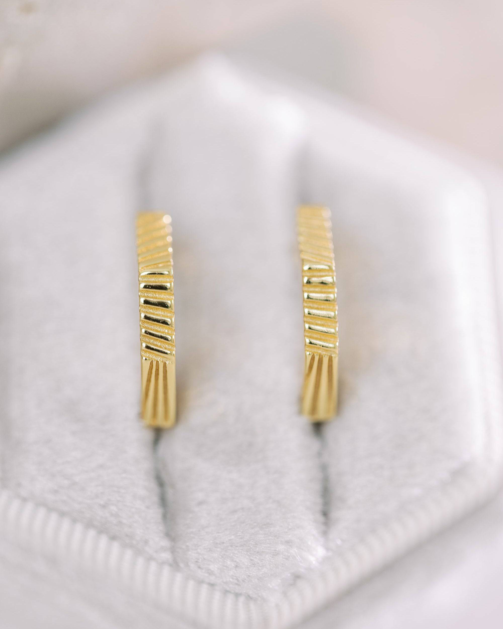Geometric Huggies 14k Gold Vermeil Earrings