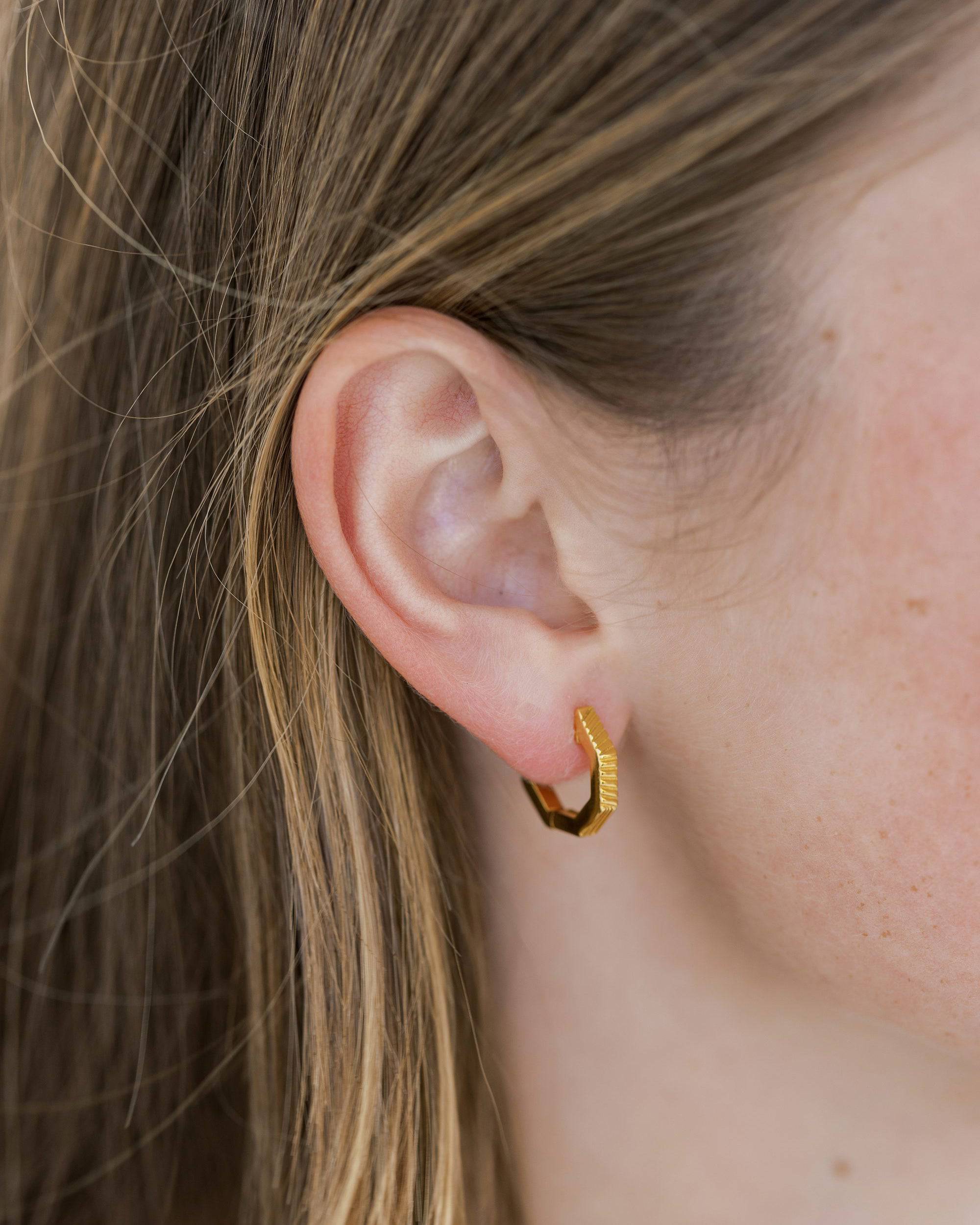 Geometric Huggies 14k Gold Vermeil Earrings
