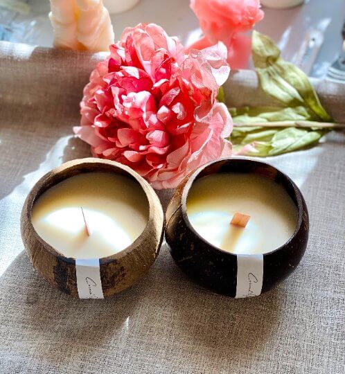 Sustainable Coconut Shell Candle Home Decor