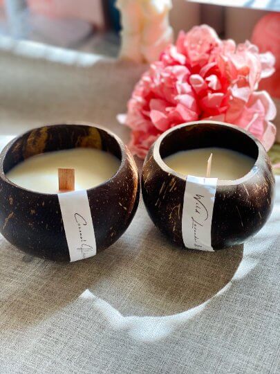 Sustainable Coconut Shell Candle Home Decor