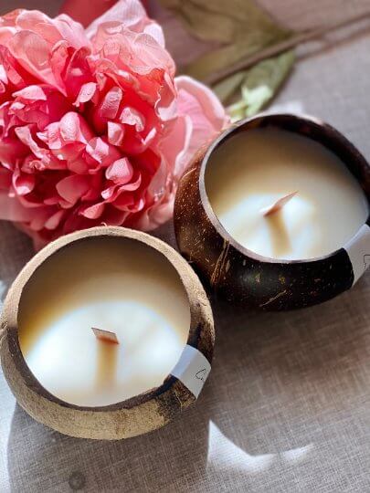 Sustainable Coconut Shell Candle Home Decor