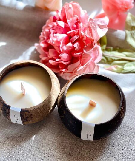 Sustainable Coconut Shell Candle Home Decor
