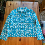 DG2 by Diane Gilman Patterned Denim Jacket – Turquoise/White – Size L