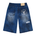 Distressed effect short denim