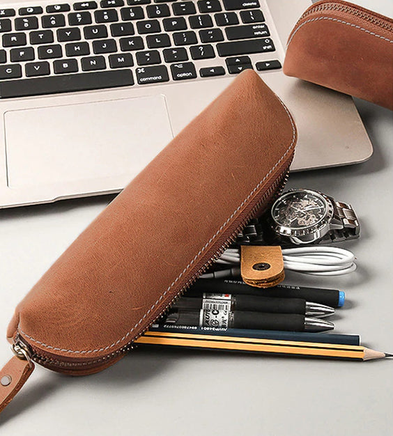 The Paavo Leather Pen Case | Leather Makeup Pouch-1