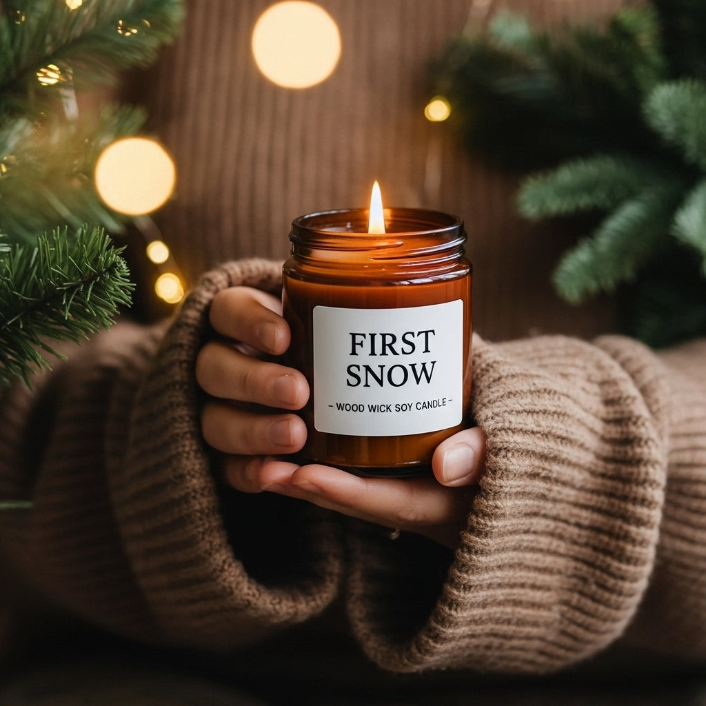 First Snow Wood Wick Soy Candle-2