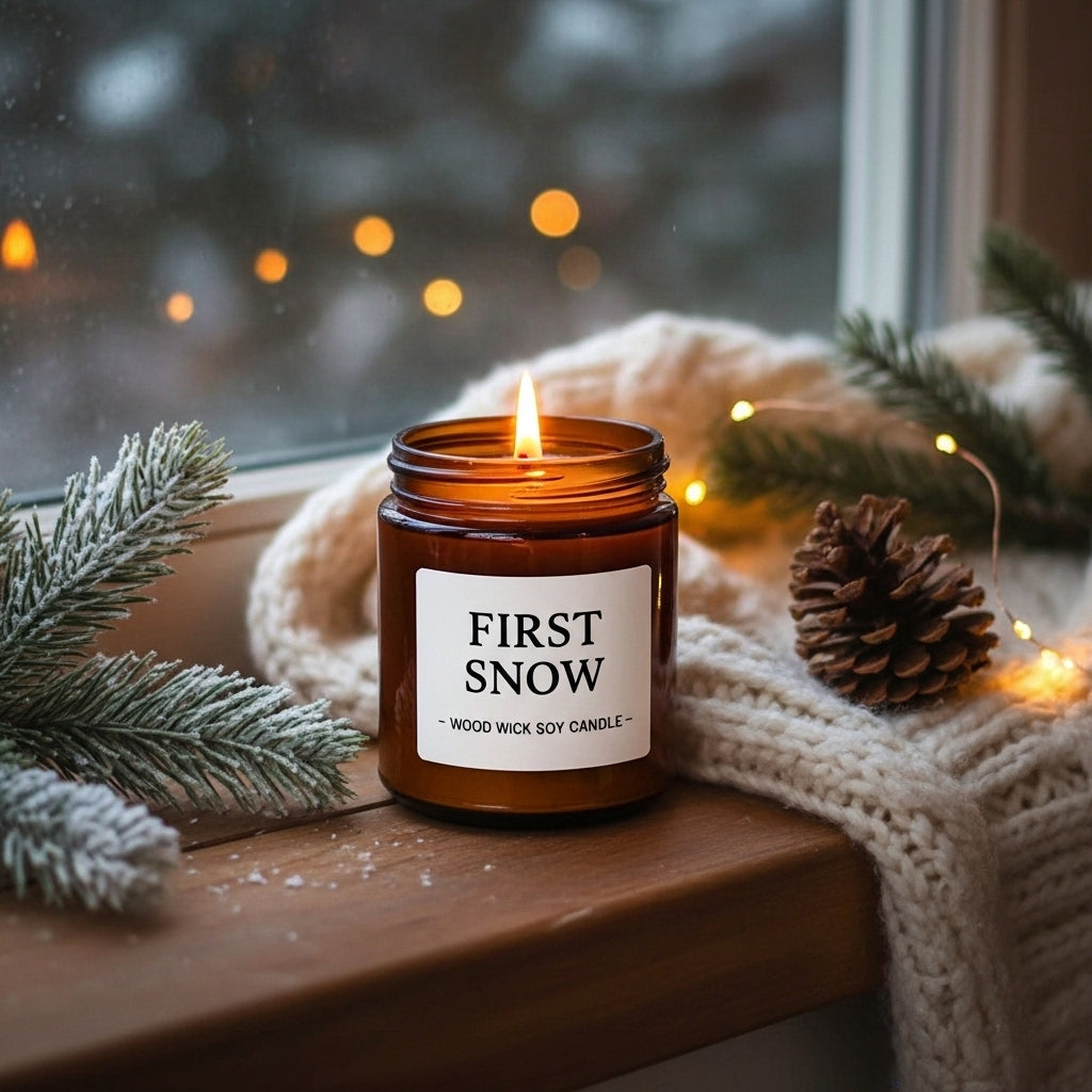 First Snow Wood Wick Soy Candle-1