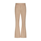 100% Wool Belted Flare Pants - Beige