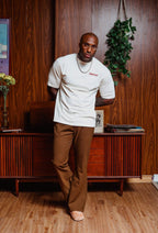 Saint Perry 100% Wool Belted Flare Pants - Coffee