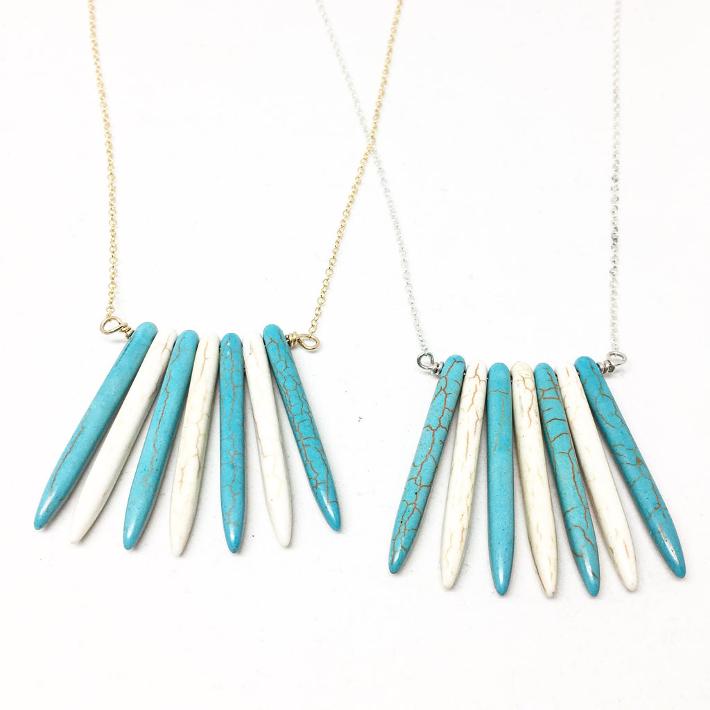 Howlite Spikes Necklace-0