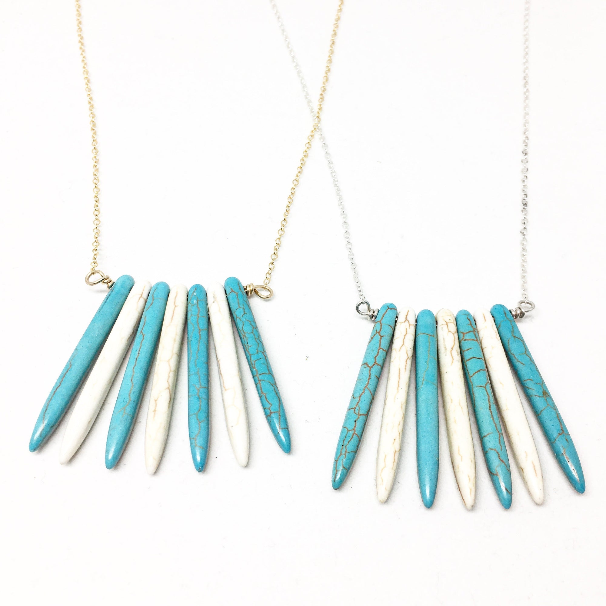Howlite Spikes Necklace-0