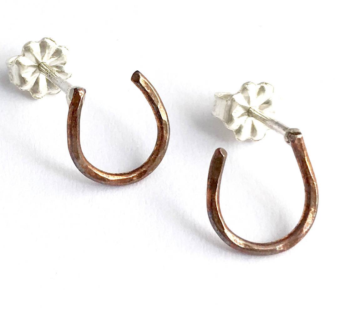 Lucky Horseshoe Stud Earrings - Extra Small - Kids Sizing-4