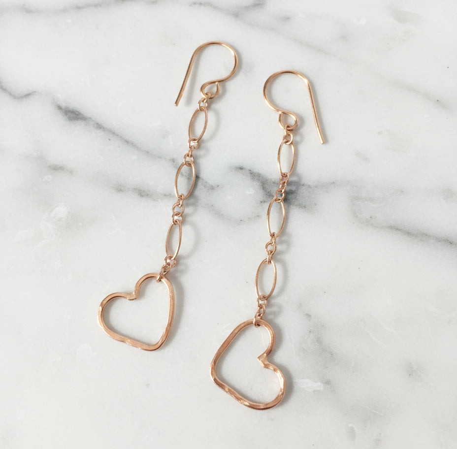Happily Ever After Heart Chain Earrings-0