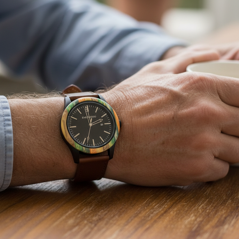 Inverness Bamboo + Leather Men's Analog Watch